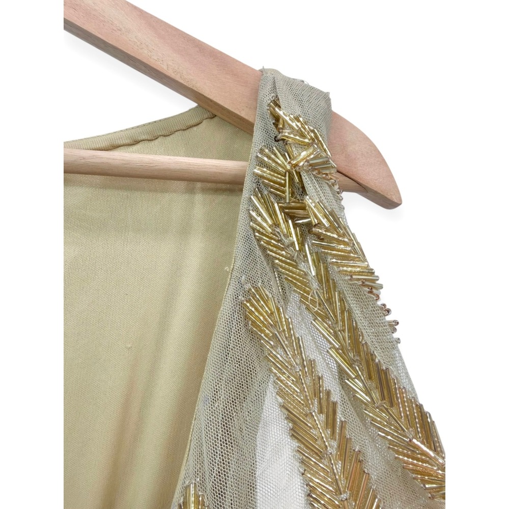 NWT Mac‎ Duggal Gold High Neck Sleeveless Embellished Gown $798 - Size 4 - Picture 13 of 14